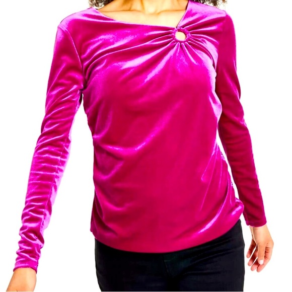 INC Fuscia Velvet Blouse - Picture 1 of 6